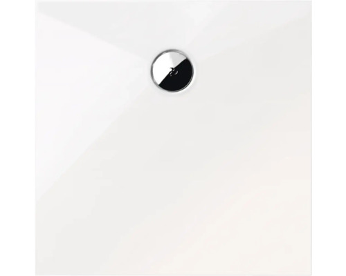 Bovenaanzicht van een douchebak met afvoer