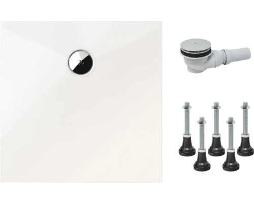 Douchebak met afvoergarnituur en poten voor installatie