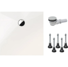 Vierkante douchebak met afvoergarnituur en poten