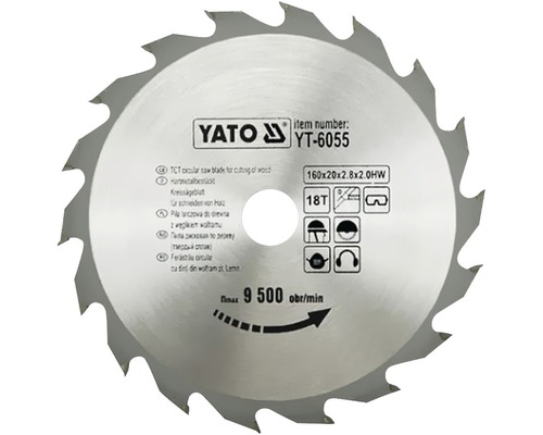 YATO Cirkelzaagblad YT-6055 160x20x2,8 mm 18T-0