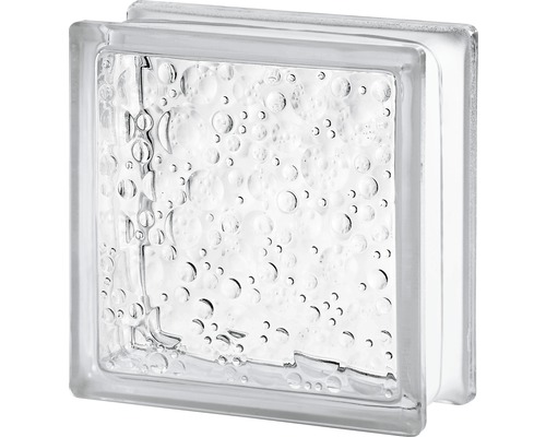 Glazen bouwsteen regendruppels wit 19 x 19 x 8 cm