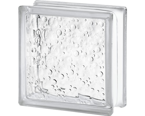 Glazen bouwsteen regendruppels wit 19 x 19 x 8 cm Glazen bouwsteen regendruppels wit 19 x 19 x 8 cm