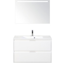 SANOX Badkamermeubelset Porto met LED lichtspiegel en wastafel 90,5 cm wit