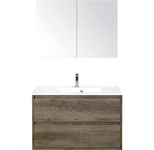 Wastafelmeubel met wastafel, kraan en spiegelkast