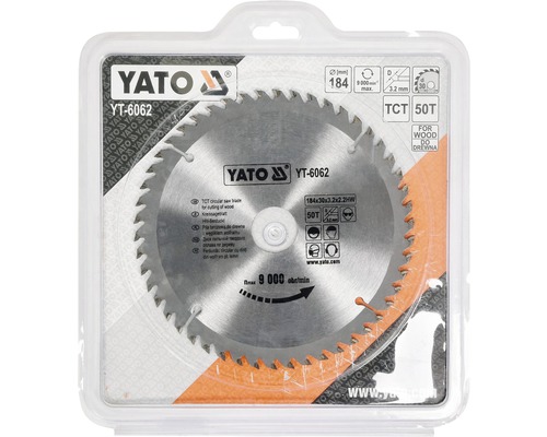 Yato cirkelzaagblad voor het zagen van hout, diameter 184 millimeter