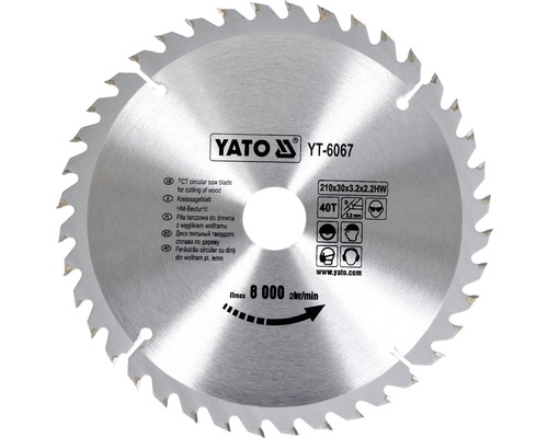 Yato cirkelzaagblad met wolfraamcarbide, 210x30x3,2x2,2 mm, 40 tanden