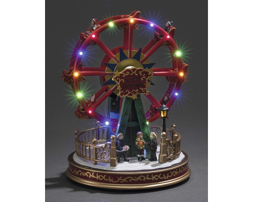 Kerstdecoratie draaimolen met verlichting en figuren
