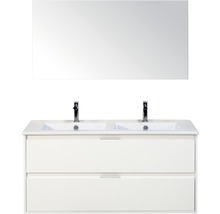 Dubbele wastafel met spiegel voor de badkamer