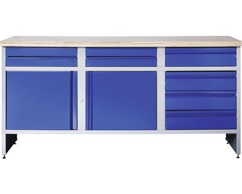 INDUSTRIAL Werkbank 177 cm blauw-grijs (2 deuren, 8 laden)