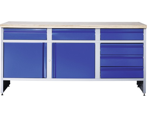INDUSTRIAL Werkbank 177 cm blauw-grijs (2 deuren, 6 laden)