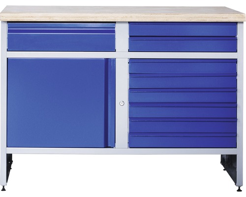 INDUSTRIAL Werkbank 118 cm blauw-grijs (1 deur, 9 laden)