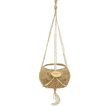 Hangende plantenbak van kokosvezel met jute touwophanging