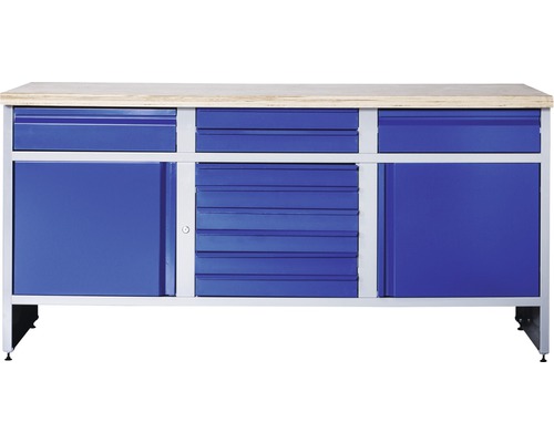 INDUSTRIAL Werkbank 177 cm blauw-grijs (2 deuren, 10 laden)