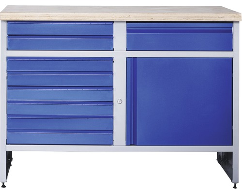 INDUSTRIAL Werkbank 118 cm blauw-grijs (1 deur, 9 laden)