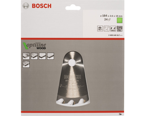 Bosch Optiline Wood cirkelzaagblad, diameter 184 millimeter