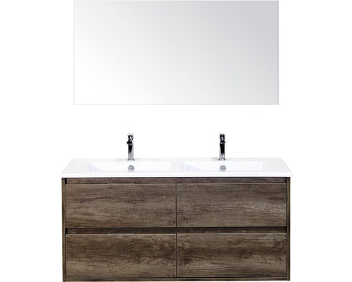 SANOX Badkamermeubelset Porto met spiegel en dubbele wastafel 121 cm nebraska eiken SANOX Badkamermeubelset Porto met spiegel en dubbele wastafel 121 cm nebraska eiken