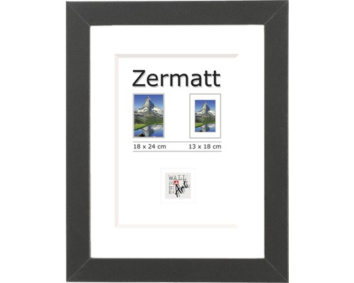 THE WALL Fotolijst hout Zermatt zwart 18x24 cm Zermatt fotolijst met passe-partout voor twee foto''s