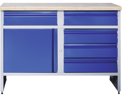 INDUSTRIAL Werkbank 118 cm blauw-grijs (1 deur, 5 laden)