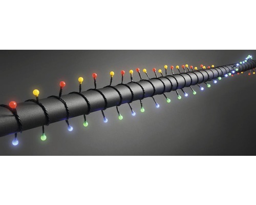 Lichtsnoer met veelkleurige ledlampen op een zwarte kabel