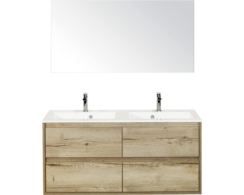 SANOX Badkamermeubelset Porto met spiegel en dubbele wastafel 120,5 cm natuur eiken SANOX Badkamermeubelset Porto met spiegel en dubbele wastafel 120,5 cm natuur eiken