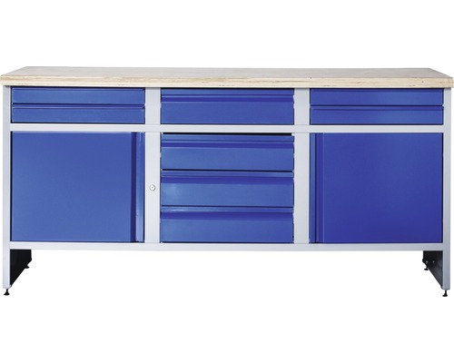 INDUSTRIAL Werkbank 177 cm blauw-grijs (2 deuren, 8 laden)