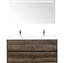 SANOX Badkamermeubelset Porto met LED lichtspiegel en dubbele wastafel 120,5 cm nebraska eiken