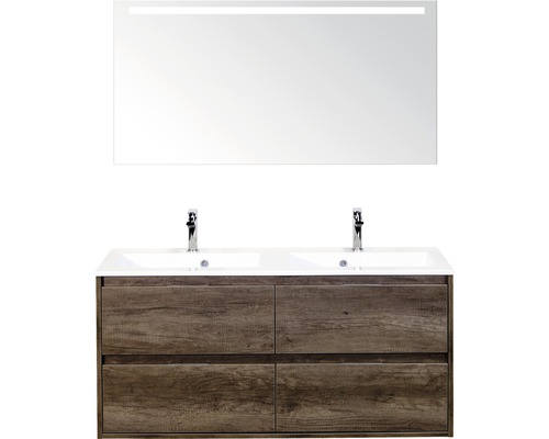 SANOX Badkamermeubelset Porto met LED lichtspiegel en dubbele wastafel 120,5 cm nebraska eiken SANOX Badkamermeubelset Porto met LED lichtspiegel en dubbele wastafel 120,5 cm nebraska eiken