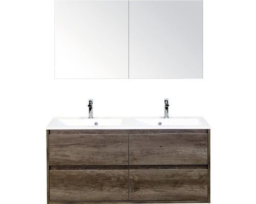 SANOX Badkamermeubelset Porto met spiegelkast en dubbele wastafel 120,5 cm nebraska eiken SANOX Badkamermeubelset Porto met spiegelkast en dubbele wastafel 120,5 cm nebraska eiken