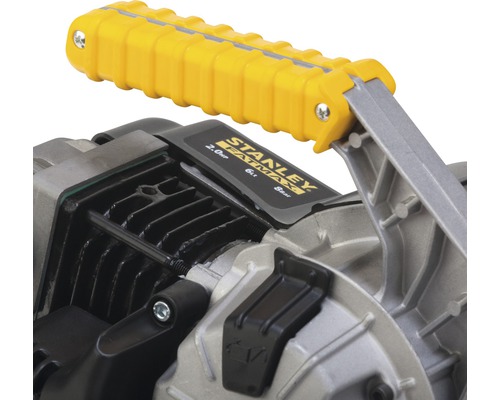 Detailopname van een Stanley Fatmax compressor