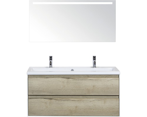 Badkamermeubelset Evora 120 cm incl. spiegel met verlichting natuur eiken
