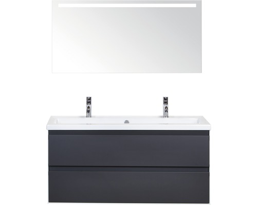 Badkamermeubelset Evora 120 cm incl. spiegel met verlichting antraciet mat