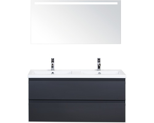 Badkamermeubelset Evora 120 cm dubbele wastafel incl. spiegel met verlichting antraciet