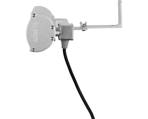 Eubiq Logo op een lamp met kabel en beugel