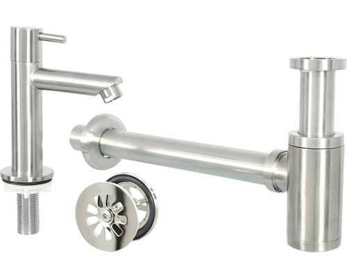 Wastafelkraan, sifon en afvoergarnituur van metaal