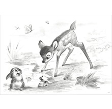 Potloodtekening van Bambi, een konijn en andere dieren