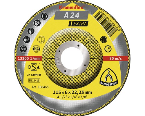 KLINGSPOR Afbraamschijf A 24 Extra voor metaal Ø 115x22,23 mm