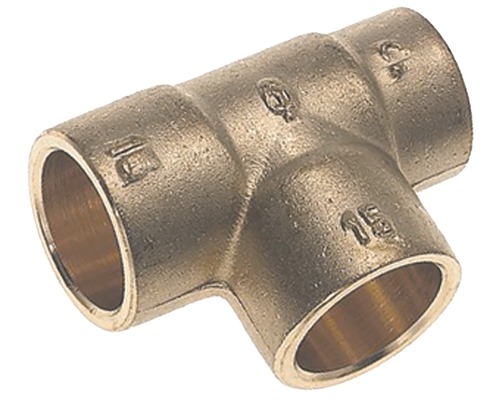 BONFIX Soldeer messing T-stuk verlopend 15 x 12 x 15 mm, 2 stuks Messing T-stuk koppeling voor buizen