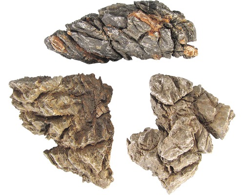 Drie aquarium decoratie rotsen