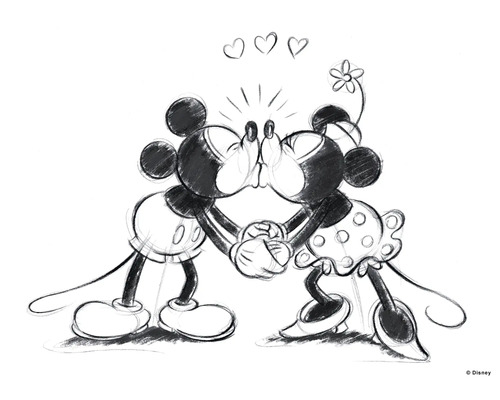 DISNEY Schilderij canvas Mickey and Minnie kissing 70x50 cm
