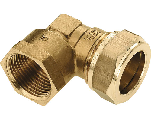 BONFIX Knel messing kniekoppeling, 3/8" binnendraad x 12 mm pers Messing hoekfitting met binnendraad