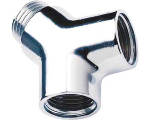 Schroefkoppeling Y-stuk chroom 1 x 1/2" BU - 2 x 1/2 BI Schroefkoppeling Y-stuk chroom 1 x 1/2" BU - 2 x 1/2 BI