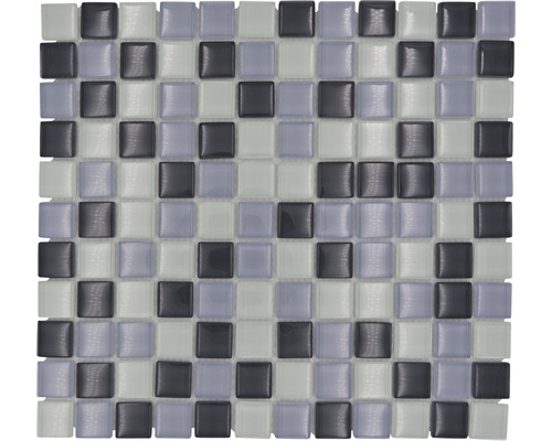 Mozaïektegel glas XCM 8125 grijs/zwart/wit 30,5x32,5 cm