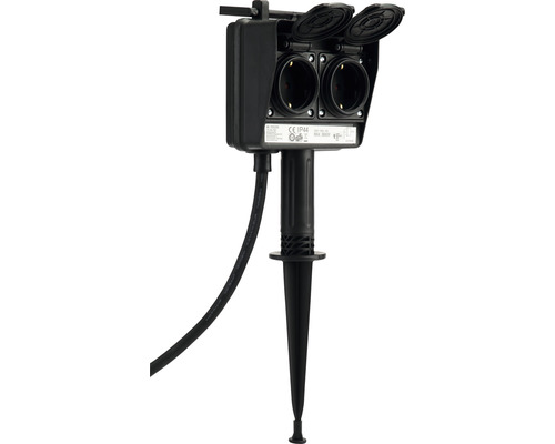 Tuincontactdoos met grondspies en twee stopcontacten