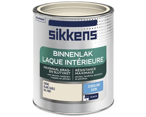 SIKKENS Binnenlak zijdeglans RAL 9001 crème 750 ml Sikkens binnenlak in blik, geschikt voor deuren, ramen en trappen