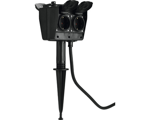 Tuincontactdoos met twee stopcontacten en grondspies