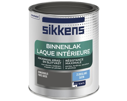 SIKKENS Binnenlak zijdeglans donkergrijs 750 ml Sikkens binnenlak donkergrijze verfblik