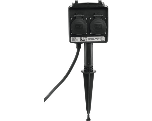 Tuincontactdoos met twee stopcontacten en grondpen