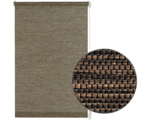 Rolgordijn met stoftextuur en detailopname van het stofoppervlak