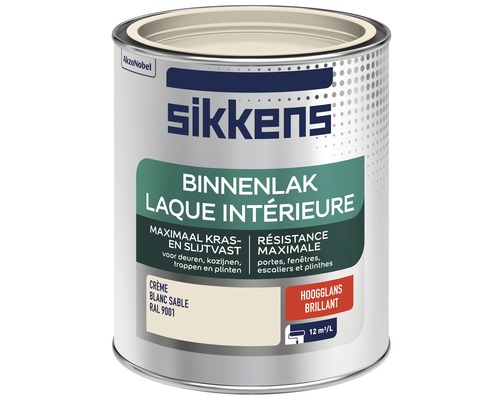 SIKKENS Binnenlak hoogglans RAL 9001 crème 750 ml Sikkens binnenlak blik met de kleur Crème en RAL 9001