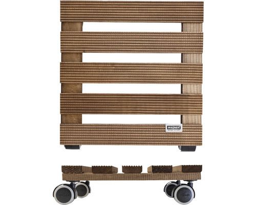 Plantenroller van hout met wielen